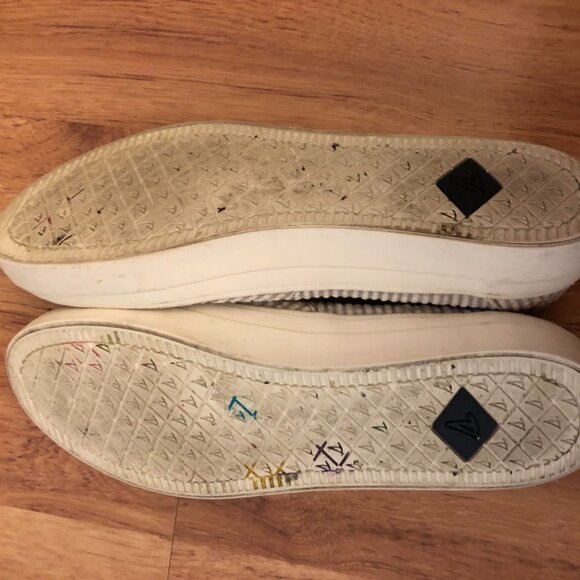 Sperry Crest Vibe Seersucker Boat Shoes Gray/White Women's Size 8.5 - Picture 4 of 6